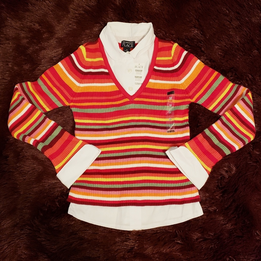 Girls Rainbow Striped Shirt